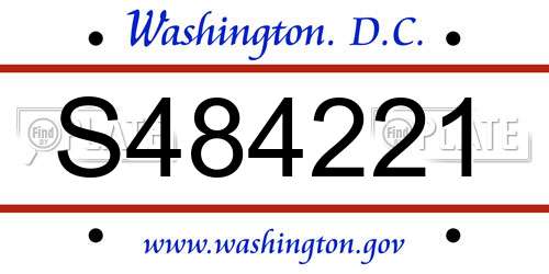 S484221 District Of Columbia License Plate