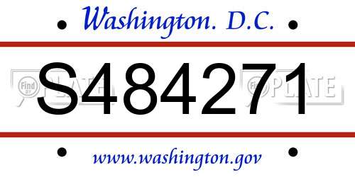 S484271 District Of Columbia License Plate
