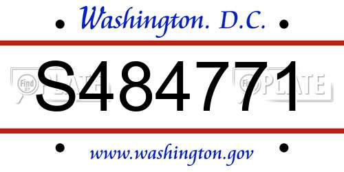 S484771 District Of Columbia License Plate