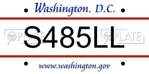 S485LL District Of Columbia License Plate