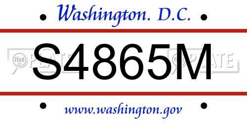 S4865M District Of Columbia License Plate