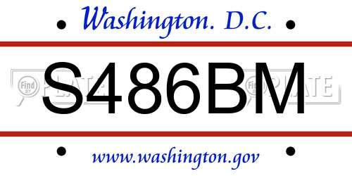 S486BM District Of Columbia License Plate