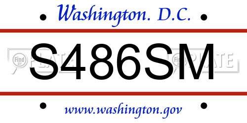 S486SM District Of Columbia License Plate