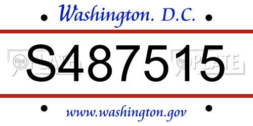 S487515 District Of Columbia License Plate