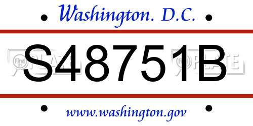 S48751B District Of Columbia License Plate
