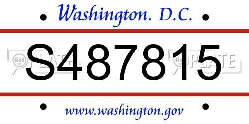 S487815 District Of Columbia License Plate
