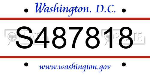 S487818 District Of Columbia License Plate