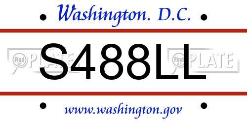 S488LL District Of Columbia License Plate