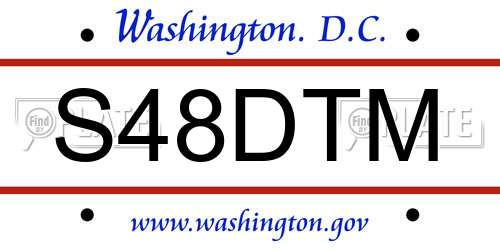 S48DTM District Of Columbia License Plate