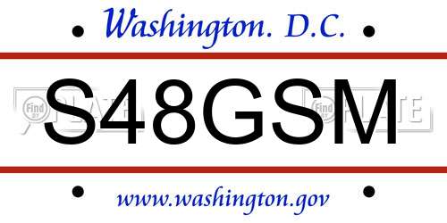 S48GSM District Of Columbia License Plate