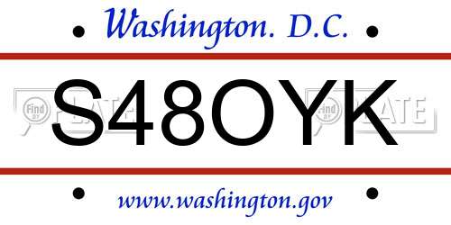 S48OYK District Of Columbia License Plate
