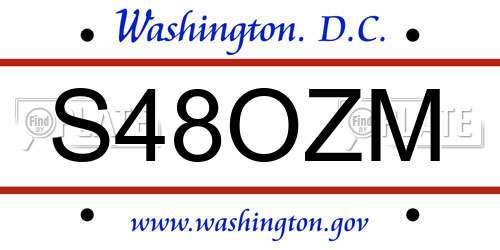 S48OZM District Of Columbia License Plate