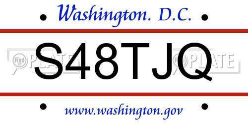 S48TJQ District Of Columbia License Plate