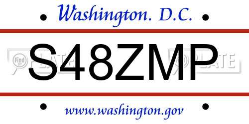 S48ZMP District Of Columbia License Plate