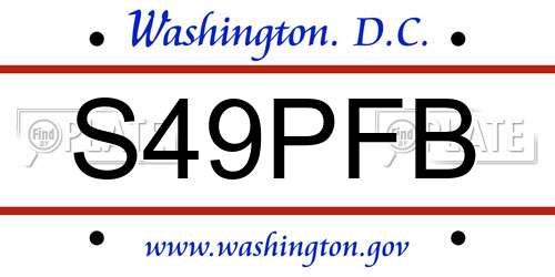 S49PFB District Of Columbia License Plate