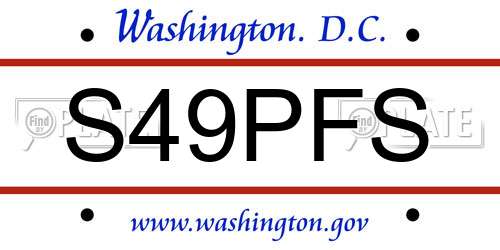 S49PFS District Of Columbia License Plate