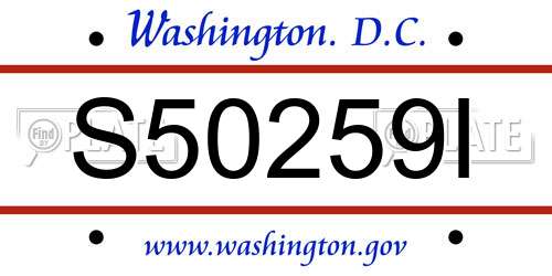 S50259I District Of Columbia License Plate