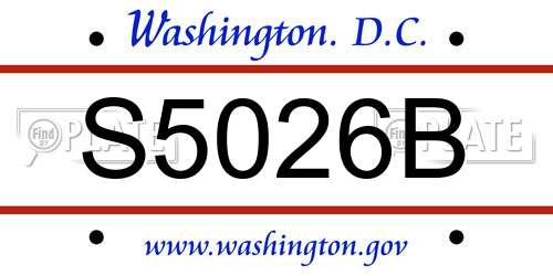 S5026B District Of Columbia License Plate
