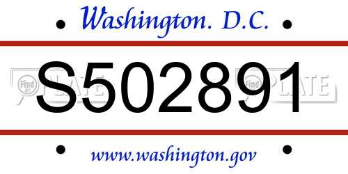 S502891 District Of Columbia License Plate