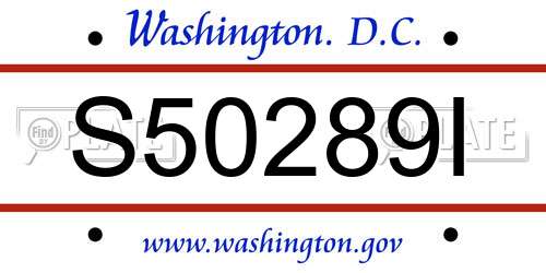 S50289I District Of Columbia License Plate