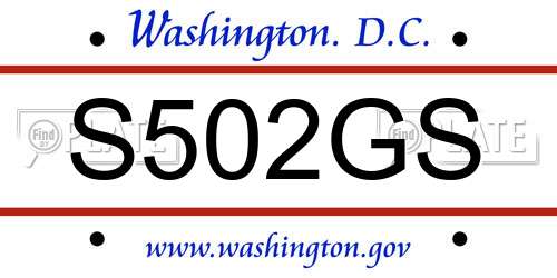 S502GS District Of Columbia License Plate