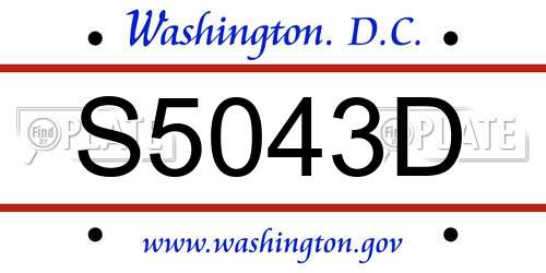 S5043D District Of Columbia License Plate