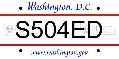 S504ED District Of Columbia License Plate