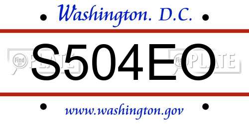 S504EO District Of Columbia License Plate