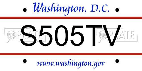 S505TV District Of Columbia License Plate