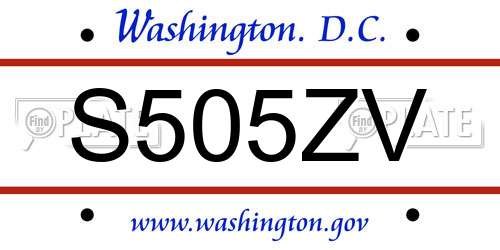 S505ZV District Of Columbia License Plate