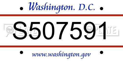 S507591 District Of Columbia License Plate