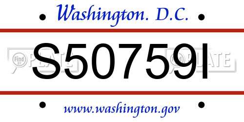 S50759I District Of Columbia License Plate