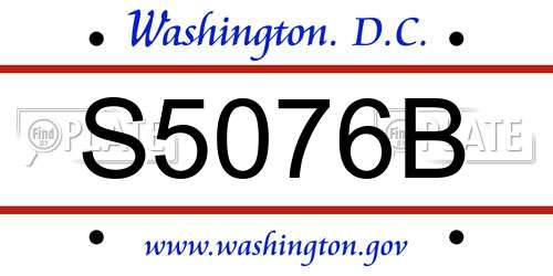 S5076B District Of Columbia License Plate