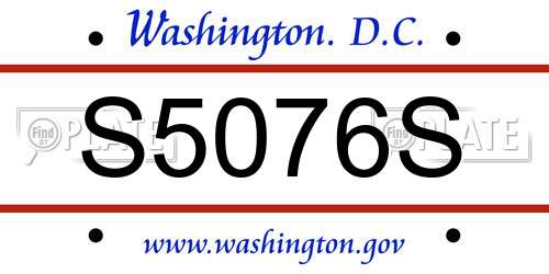 S5076S District Of Columbia License Plate