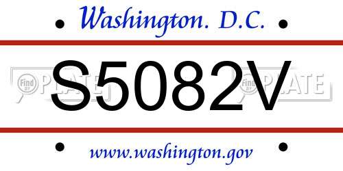 S5082V District Of Columbia License Plate