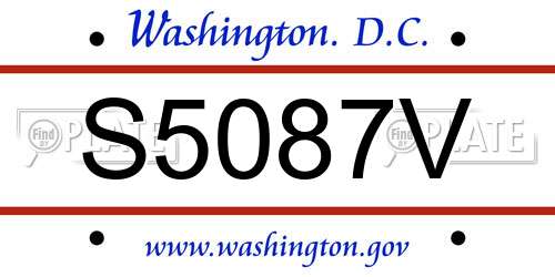 S5087V District Of Columbia License Plate