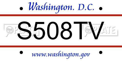 S508TV District Of Columbia License Plate