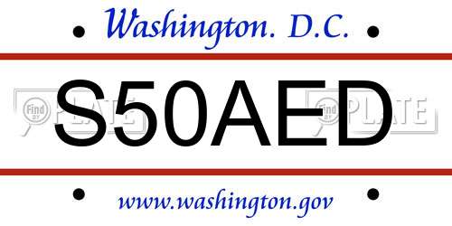 S50AED District Of Columbia License Plate