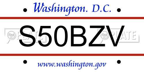 S50BZV District Of Columbia License Plate