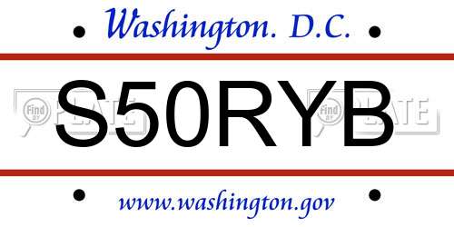 S50RYB District Of Columbia License Plate