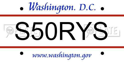 S50RYS District Of Columbia License Plate