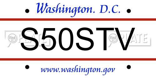 S50STV District Of Columbia License Plate