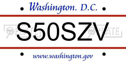 S50SZV District Of Columbia License Plate