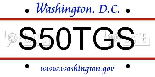 S50TGS District Of Columbia License Plate
