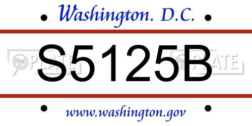 S5125B District Of Columbia License Plate