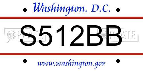 S512BB District Of Columbia License Plate