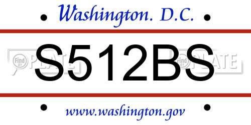 S512BS District Of Columbia License Plate