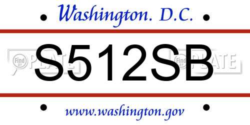 S512SB District Of Columbia License Plate