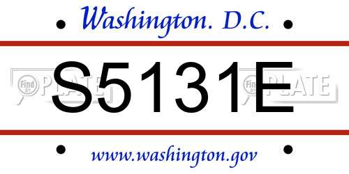 S5131E District Of Columbia License Plate