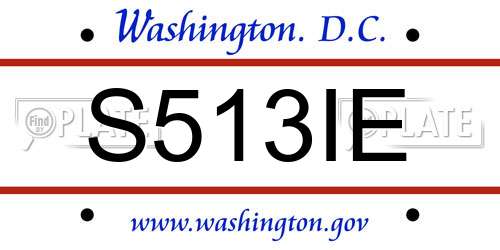 S513IE District Of Columbia License Plate